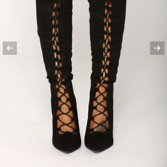 Fashion Nova Lace Up Knee High Heel Boots - Picture 15 of 16